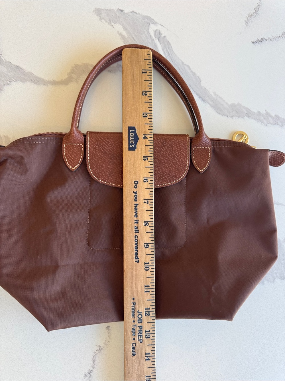 Vintage Longchamp Le Pliage Small bag Mocha brown Made in France as seen on Kate - Picture 12 of 14
